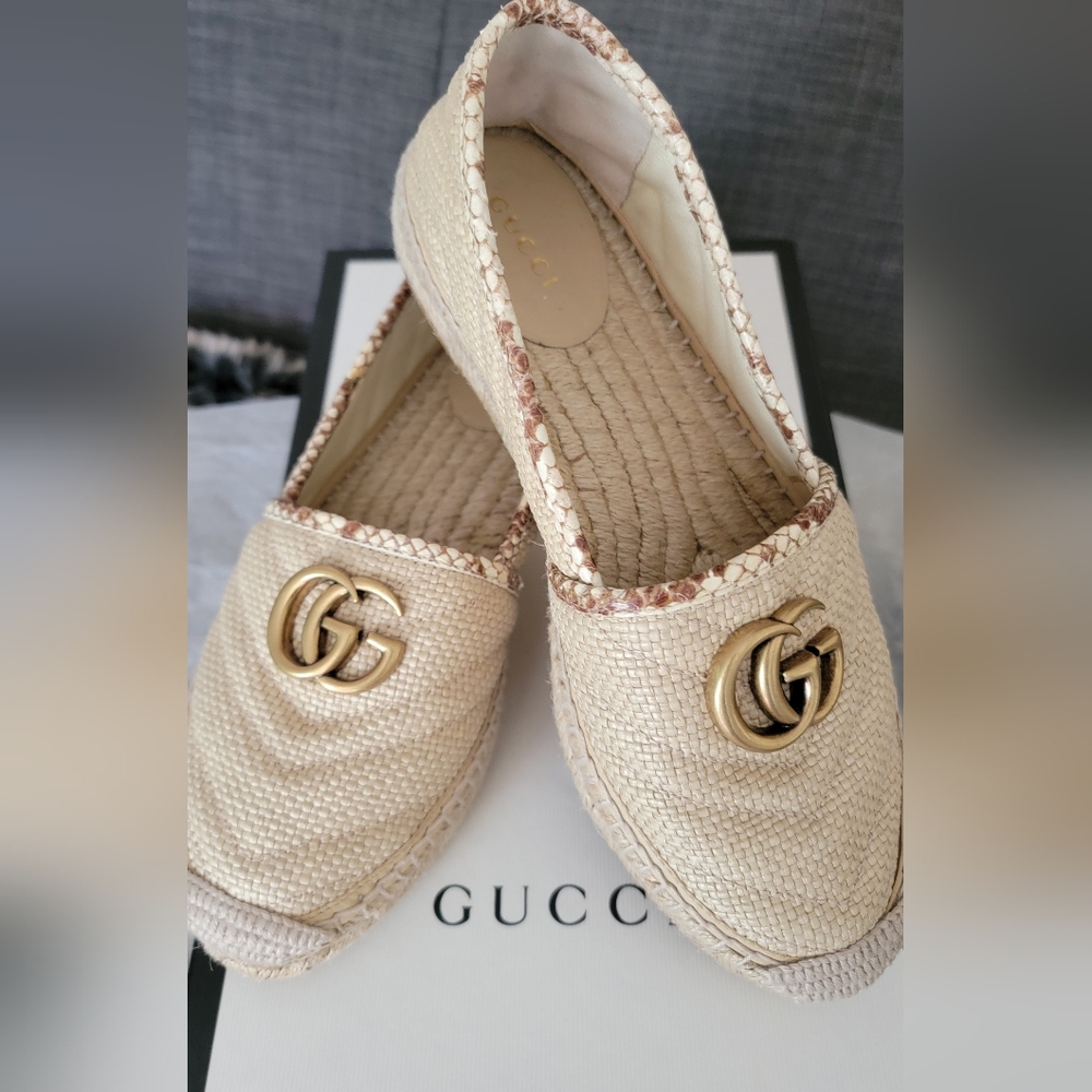 AUTHENTIC GG ESPARDRILLE SHOES WOMAN SIZE 7.